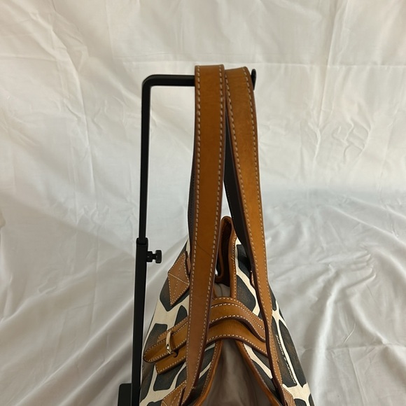 VTG DOONEY AND BOURKE GIRAFFE ANIMAL PRINT CANVAS/LEATHER TOTE SHOULDER BAG - Picture 6 of 14